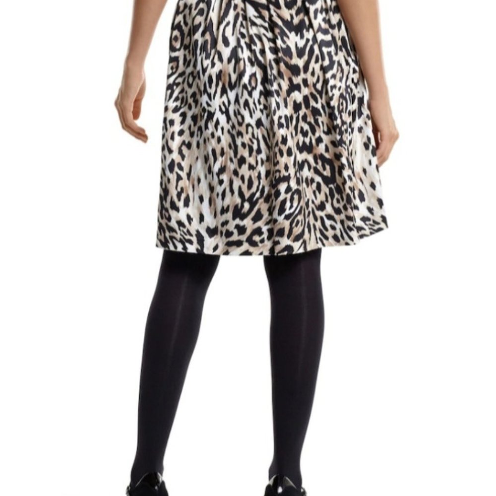 SATEEN LEOPARD PLEATED SKIRT